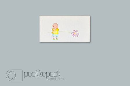 Jongen met een bloem in de hand. Kinderkamer decoratie voor een jongen. Goedkoop schilderijtjes van Rube &amp; Rutje. Leuk schi