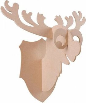 Funny 3D eland muurdecoratie voor je kinderkamer. Knutseldecoratie bestaande uit MDF 4delen.  Formaat: 30 x 30 x 20 cm (h x b x