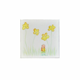 Bloemen kinderkamer decoratie schilderijtje van Rube &amp; Rutje. Leuk schilderij als muurdecoratie voor in je jongens slaapkam