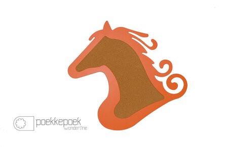 Oranje: Prikbord &#039;paard&#039; oranje dieren 75 x 67 cm. Meidenkamer interieur accessoires, super coole dierenkoppen. E
