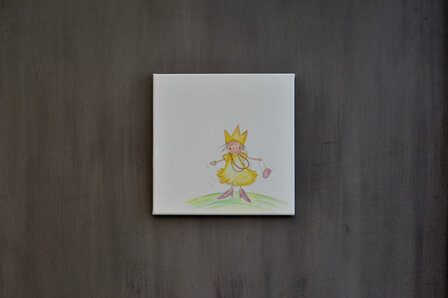 Rube & Rutje canvas - Rutje verkleed als princes. Babykamer muur decoratie. Vrolijk Rutje verkleed in kleding van mama om p