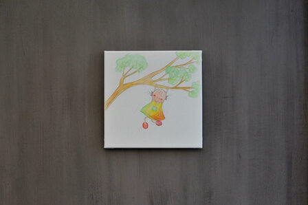 Rube &amp; Rutje babykamer muur canvas meisje in boom. Ontzettend leuke peuterkamer of babykamer decoratie. Met dit mooie schil