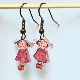 Rube &amp; Rutje oorbelletjes twee roze meisjes.