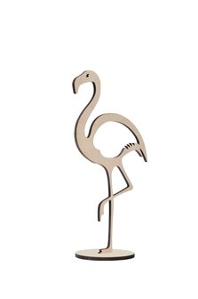 Goedkoop lievelingsdier, houten flamingo berk multiplex 30cm hoog. Doopsuiker dieren thema decoratie. Babykamer en kinderkamer 