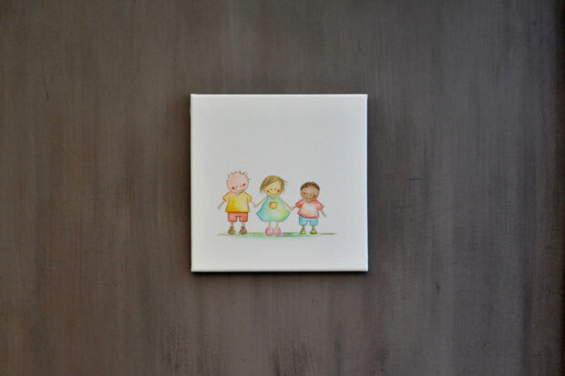 Rube & Rutje best friends forever schilderijtje voor je babykamer muur te decoreren. Goedkoop en handgemaakt geboortecad
