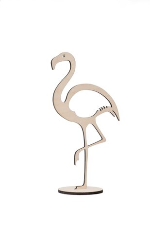 Goedkoop lievelingsdier, houten flamingo berk multiplex 30cm hoog. Doopsuiker dieren thema decoratie. Babykamer en kinderkamer 