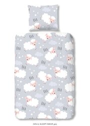 Good Morning Sleepy Sheep grijs dekbedovertrek 140 x 200/220 cm