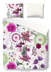Good Morning Dekbedovertrek Flora paars wit